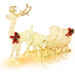 Christmas Lighted 6 FT Reindeer & Santa’s Sleigh, Xmas Lighted Outdoor Yard Decoration W/ 215 LED Lights - Image 3