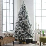 Artificial Prelit Snow Flocked Christmas Tree with Pine Cones and Warm White Lights - Image 5