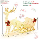 Christmas Lighted 6 FT Reindeer & Santa’s Sleigh, Xmas Lighted Outdoor Yard Decoration W/ 215 LED Lights - Image 6