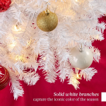 Artificial Pre-Lit White Christmas Tree Pine Tree Holiday Decoration w/Warm White Lights and Stand - Image 6