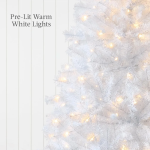 Artificial Pre-Lit White Christmas Tree Pine Tree Holiday Decoration w/Warm White Lights and Stand - Image 7