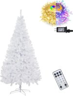 Artificial Christmas Tree with 300 LED White String Lights, Spruce Hinged Tree, 8 Lighting Modes with Metal Legs Xmas Pine Tree - Image 8