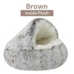 2 in 1 Soft Plush Round Cat Bed Pet Mattress Warm Comfortable Basket - Image 6