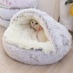2 in 1 Soft Plush Round Cat Bed Pet Mattress Warm Comfortable Basket - Image 3
