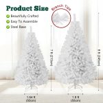 7FT White Christmas Tree with Metal Base – Fluffy PVC 1000 Branches, No Ornament - Image 3