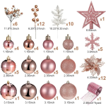 Christmas Tree Decoration Set 94-Piece Rose Gold Ornaments, Poinsettia Flowers, Glitter Berries and Stems for Decor - Image 8