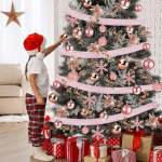 Christmas Tree Decoration Set 94-Piece Rose Gold Ornaments, Poinsettia Flowers, Glitter Berries and Stems for Decor - Image 7