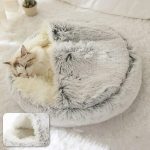 2 in 1 Soft Plush Round Cat Bed Pet Mattress Warm Comfortable Basket - Image 5