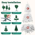 7FT White Christmas Tree with Metal Base – Fluffy PVC 1000 Branches, No Ornament - Image 7