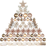 Christmas Tree Decoration Set 94-Piece Rose Gold Ornaments, Poinsettia Flowers, Glitter Berries and Stems for Decor