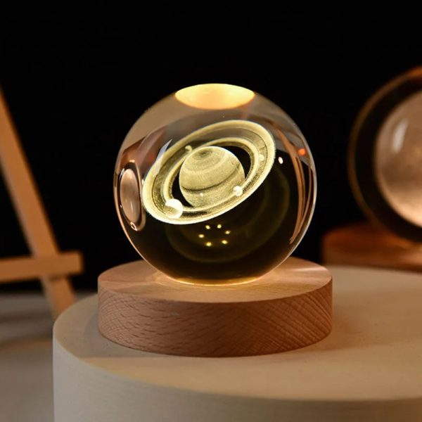 3D Crystal ball Crystal Planet Night Light Laser Solar System Decoration